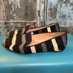 J.Crew Darby Fabric Loafers Shoes Black Gray White 8